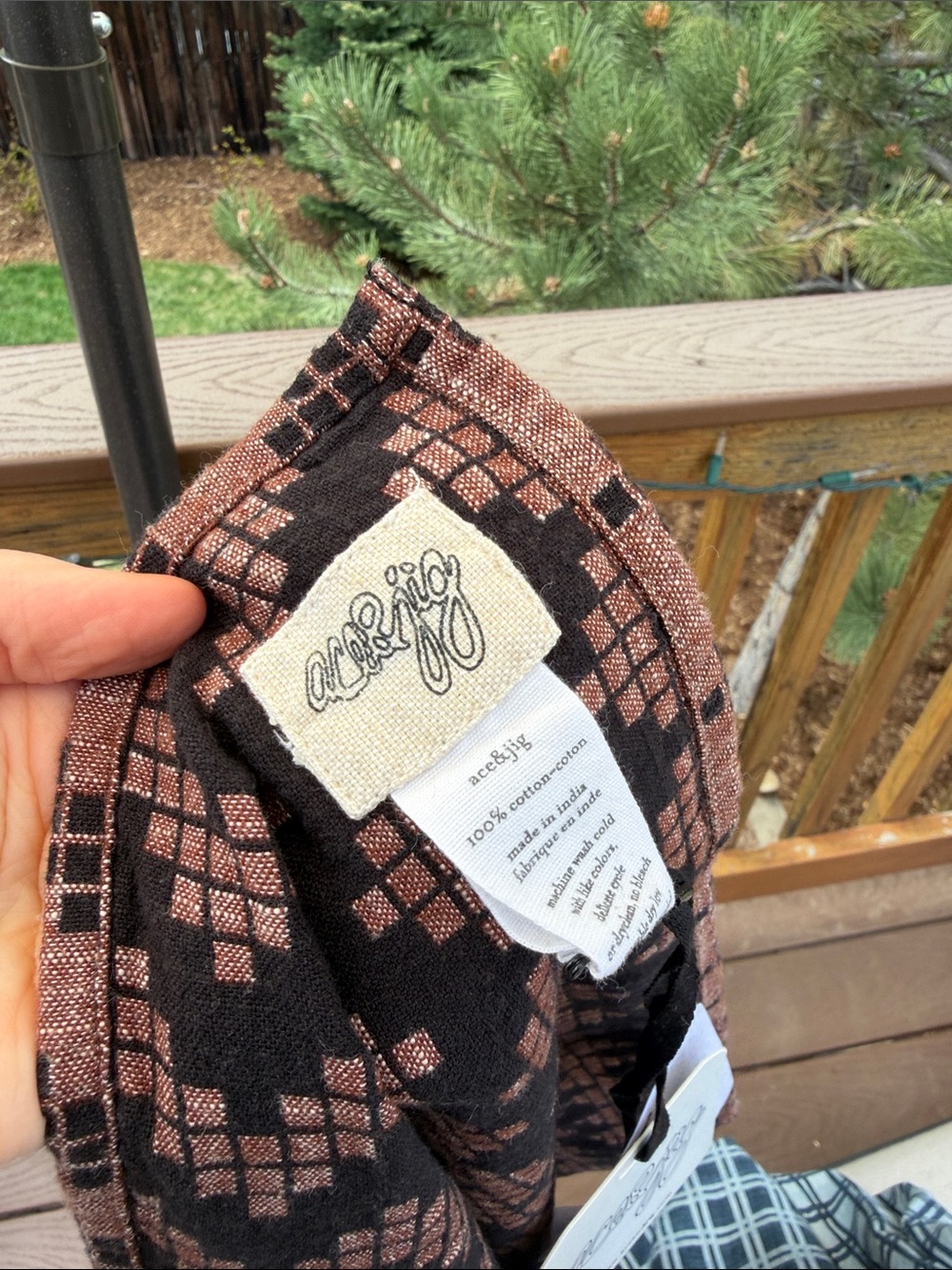 Ace & Jig Brown and Black Geometric Knit Scarf - Picture 2 of 4
